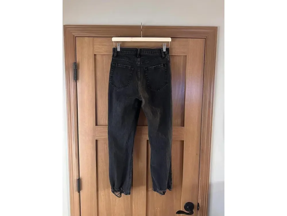Abercrombie & Fitch Ankle Straight Ultra High Rise Curve Jeans Black Women 27/4R - Picture 4 of 14